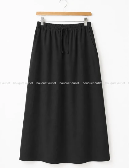دامن لینن مشکی PULL & BEAR