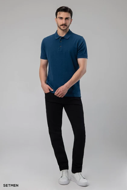 تیشرت یقه دار ژاکارد کلاسیک