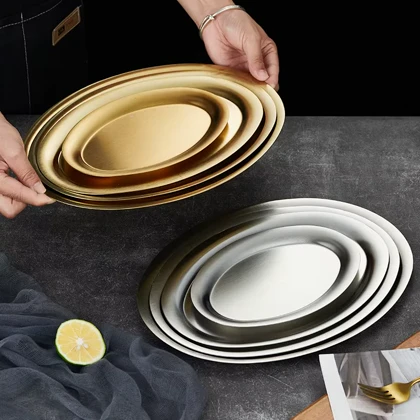 بشقاب بیضی استیل سیلور