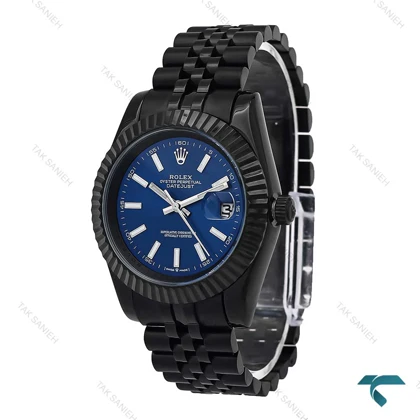 ساعت مردانه رولکس دیت جاست مشکی صفحه آبی Rolex-6618-L