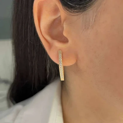 گوشواره زنانه حلقه کلیپسی نگین‌دار ژوپینگ با طراحی خاص