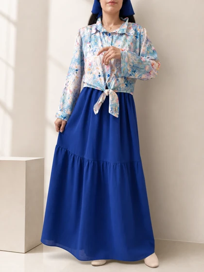 شومیز گره‌ای و دامن چین‌دار آبنبات