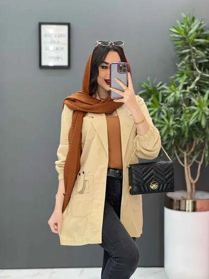 مانتو لینن پشت گت چهار جیب