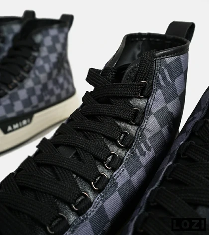 کفش اسنیکرزساق‌دار مشکی خاکستری Amiri Checkered مدل 5982