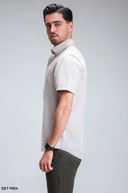 پیراهن مردانه آستین کوتاه لینن