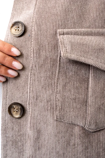 کت جیب‌دار مخمل کبریتی زنانه