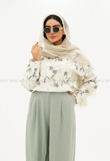 شومیز جلو بسته یقه هفت کد1005312