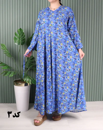 پیراهن نخی کلوش جیب‌دار 7107