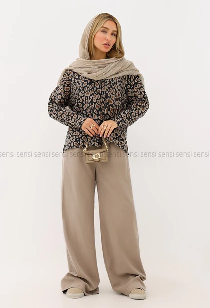 شومیز زنانه پلنگی رنگی شیشه ای کد1005989