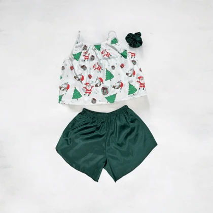 ست تاپ و شلوارک طرح کریسمس 039