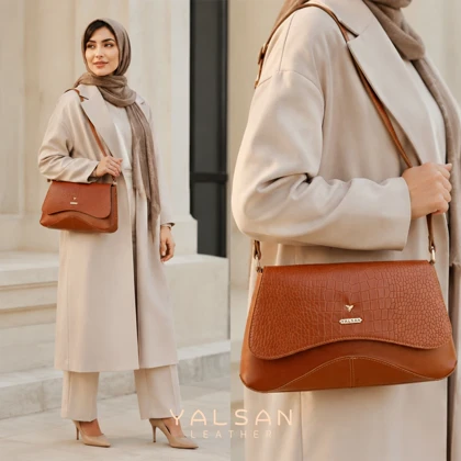 کیف دوشی زنانه چرم یلسان مدل آیریا کد 124-PRM