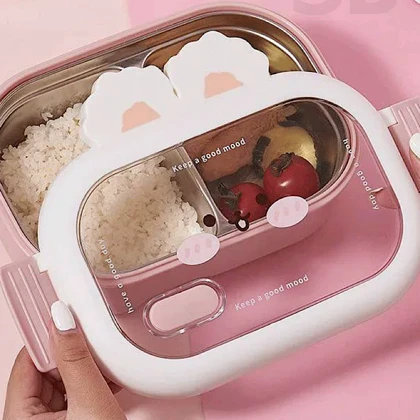 ظرف غذا بیضی 2 تیکه طرح فانتزی