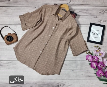 شومیز مانتویی پاگون دار راه راه کد 50221