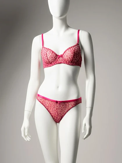 ست شورت و سوتین فنردار پلنگی صورتی