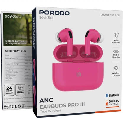 هندزفری بلوتوثی ساندتک پورودو porodo مدل PD8002WH نویزکنسلینگ ANC