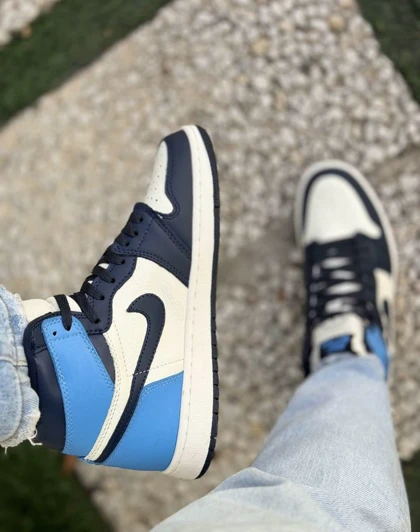 کتانی نایک ایر جردن وان ساق‌دار ابسیدین Nike Air Jordan 1 Retro High Obsidian UNC