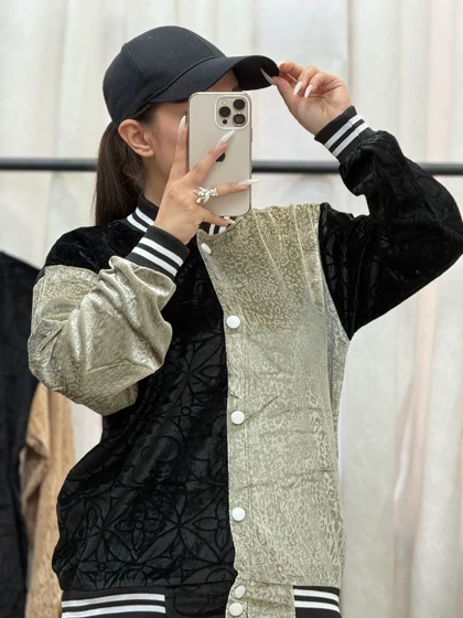 سویشرت مخمل طرح دار زنانه کد 403096