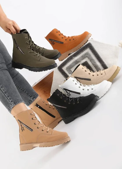 نیم بوت دخترانه قهوه ای مدل shiva