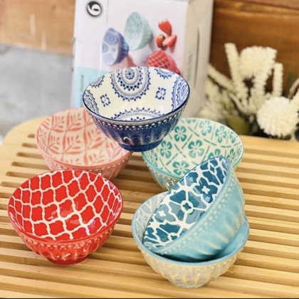 کاسه ماست خوری دنی هوم 6 تایی طرح دار / BA41