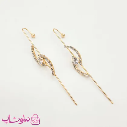 گوشواره کراس ژوپینگ نگین‌دار (جفت)