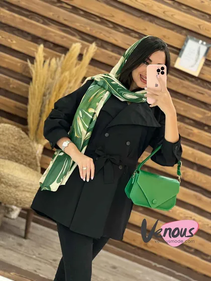 مانتو داکرون چهاردکمه کمردار
