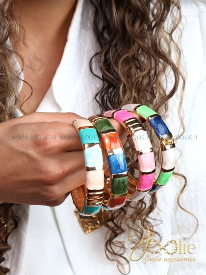 دستبند بنگل زنانه میناکاری کد B2149