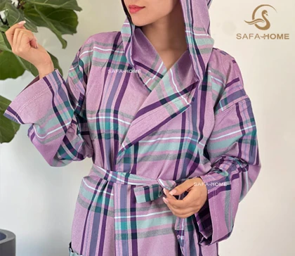حوله پالتویی چهارخانه نخی سایز لارج