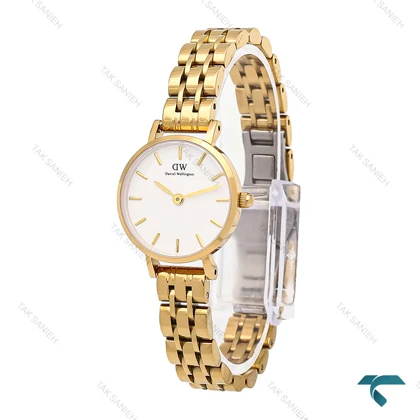 ساعت دنیل ولینگتون زنانه طلایی صفحه سفید مینی DW-6309-L
