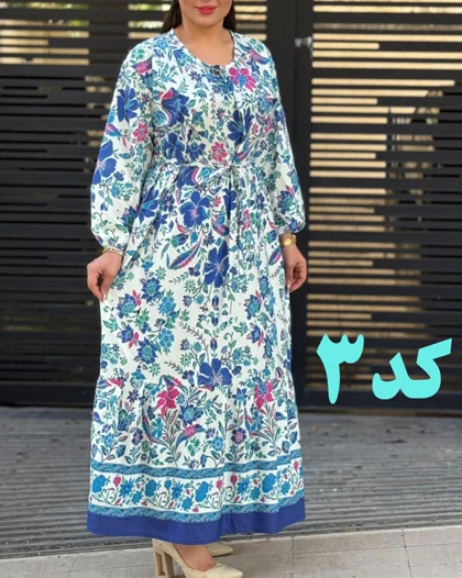 پیراهن فلور حاشیه‌دار بندی 6136