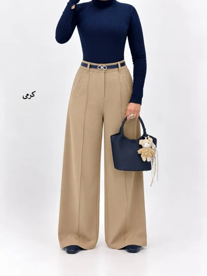 7492-شلوار بگ کرپ باربی (ایراددار)