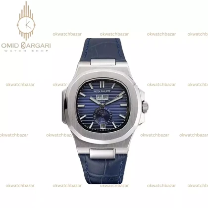 ساعت مچی پتک فیلیپ دو تقویم بند سرمه ای Patek Philippe Two Automatic Calendars