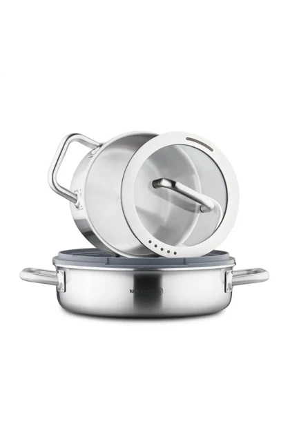 سرویس قابلمه KORKMAZ مدل Aura A2794 استیل - طوسی