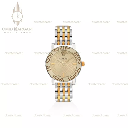 ساعت مچی ورساچه دورحکاکی سیلورطلایی صفحه طلایی Versace Greca