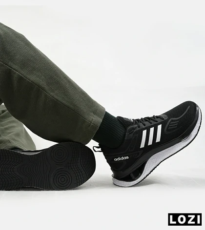 کفش کتانی مردانه مشکی سفید Adidas running shoes