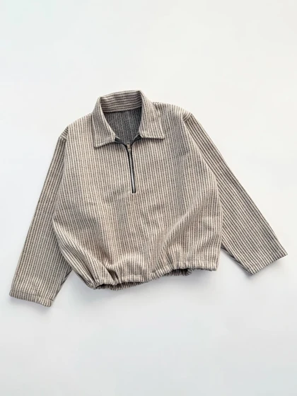 بلوز مخمل نیم زیپ پایین گتر دار