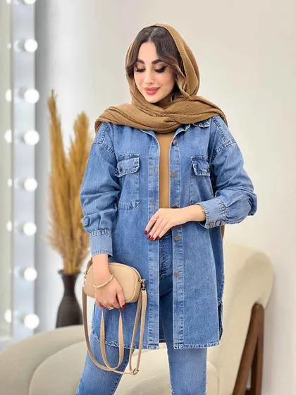 مانتو جین جیب پاکتی ناهید
