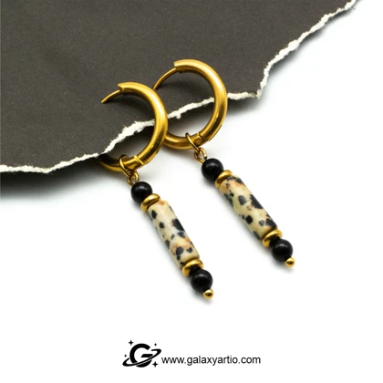 گوشواره سنگ عقیق و جاسپر دالماتیان