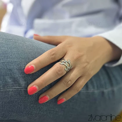 انگشتر جواهری طرح شاخه نقره ای 30212