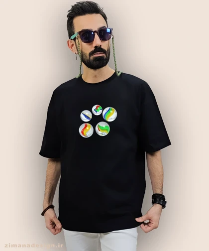 تیشرت لش مردانه و زنانه نوستالژی طرح تیله رنگی