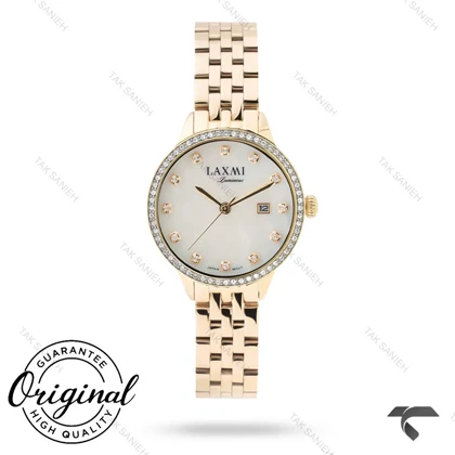 ساعت لاکسمی زنانه 8139-6 طلایی دورنگین صفحه سفید Laxmi-9172-L