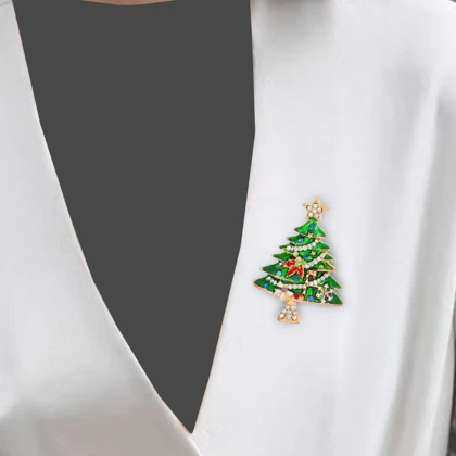 گل سینه زنانه مدل درخت کاج کریسمس کد 524