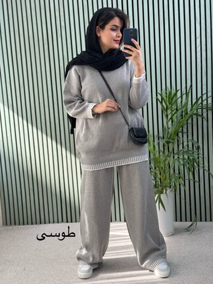 ست بافت مانتو شلوار