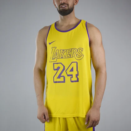 ست رکابی و شلوارک ورزشی مردانه لیکرز مدل PY-Nike 24 زرد