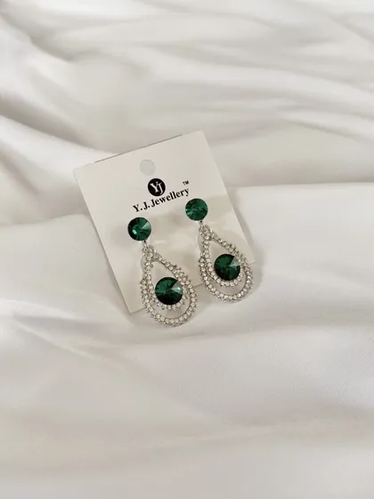 گوشواره مجلسی فول نگین طرح اشک