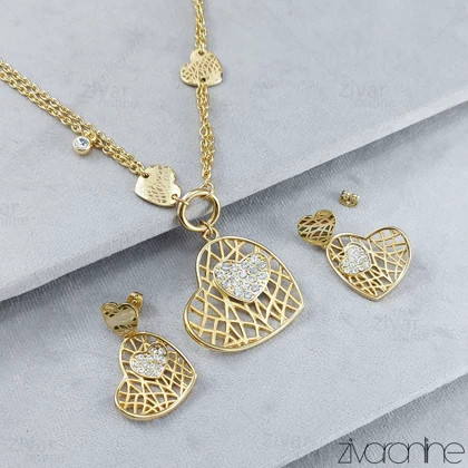 نیم ست طرح قلب طلایی مارکیز 10219