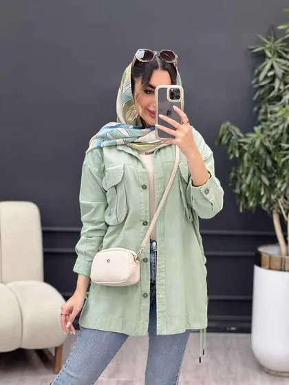 مانتو لینن جیب پیله بند دار