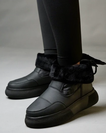 کفش زمستانی زنانه نیم بوت کاپشنی پشت بندی (برند یرفا)