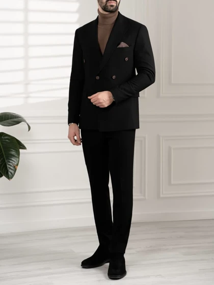 کت دبل برست مشکی کد c208