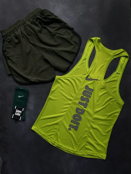 ست رکابی و شلوارک نایکی با تم سبز