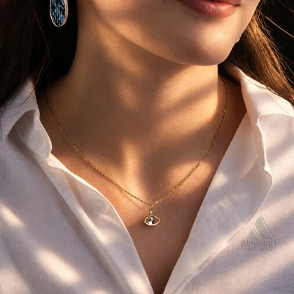 گردنبند زنانه کهکشانی Saturn Planet Necklace G